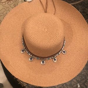 Brand new ladies stray hat with silver&stone beads